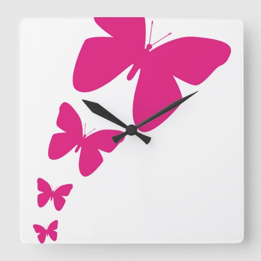 Fluttering Butterflies Vierkante Klok (Voorkant)