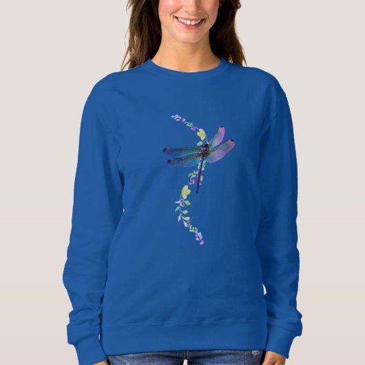 Fluttering Dreams: Dragonfly & Flowers Sweatshirt (Voorkant)