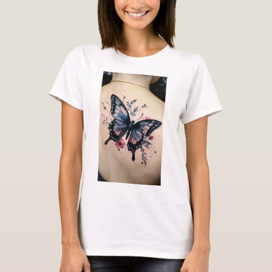 Fluttering Dreams: Waterverf vlinder T-shirt De (Voorkant)
