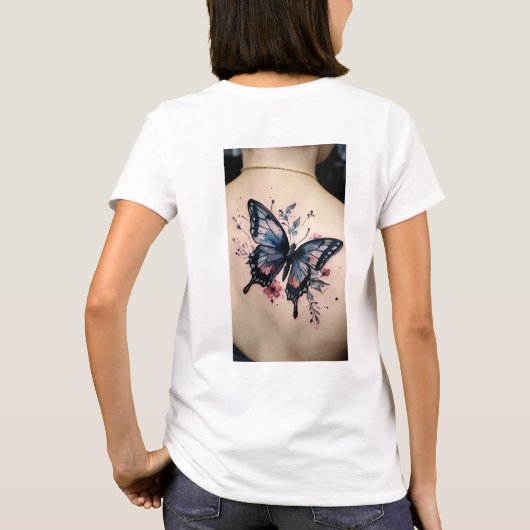 Fluttering Dreams: Waterverf vlinder T-shirt De (Achterkant)