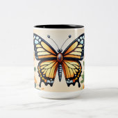 Fluttering Dreams: Waterverf vlinder T-shirt De Tweekleurige Koffiemok (Center)