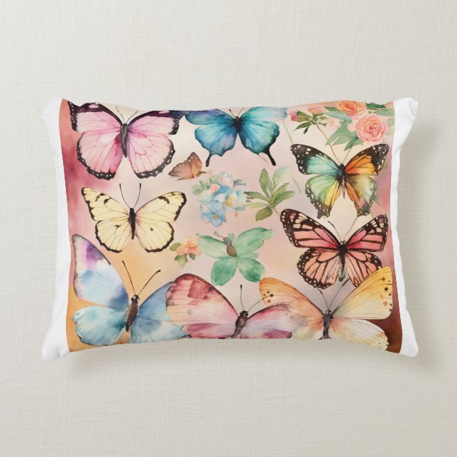 "Fluttering Elegance: Butterfly Design Decorative Accent Kussen (Voorkant)