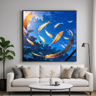 Fluttering Feathers - Dramatische illustratiestijl Poster