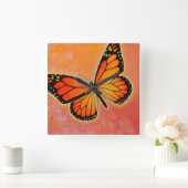 Fluttering Monarch-vlinderklok Vierkante Klok (Huis)