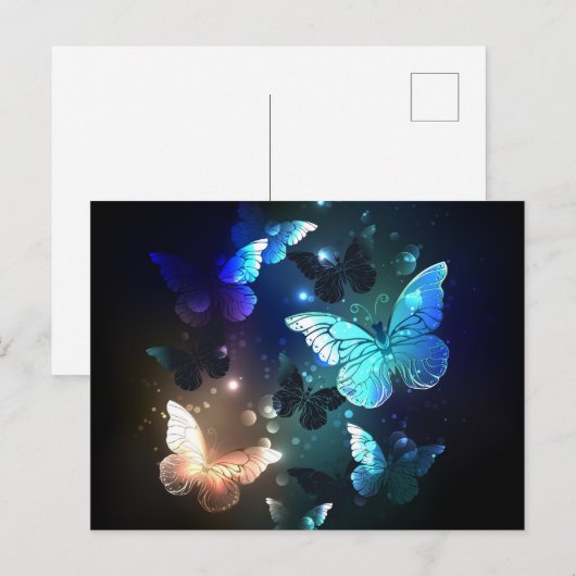 Fluttering Night Butterfly Aankondigingskaart (Voorkant / Achterkant)