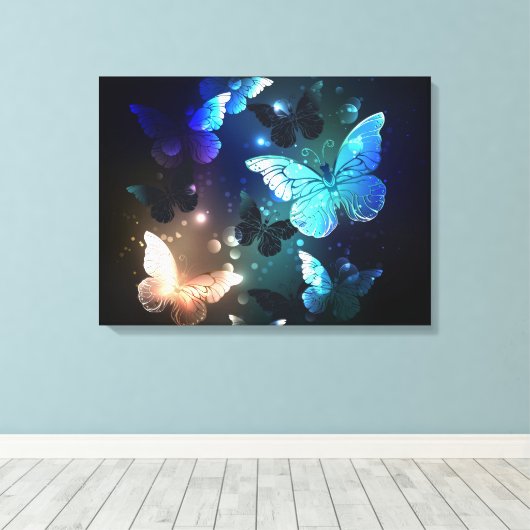 Fluttering Night Butterfly Canvas Afdruk (Insitu (Houten vloer))