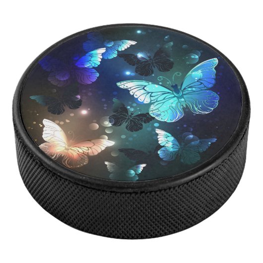 Fluttering Night Butterfly Hockey Puck (3/4)
