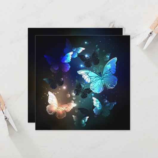 Fluttering Night Butterfly Kaart (Voorkant / Achterkant in situ)