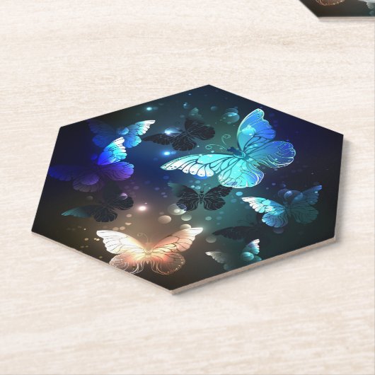 Fluttering Night Butterfly Kartonnen Onderzetters (Schuin)