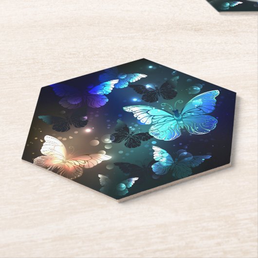 Fluttering Night Butterfly Kartonnen Onderzetters (Schuin)