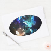 Fluttering Night Butterfly Ovale Sticker (Envelop)