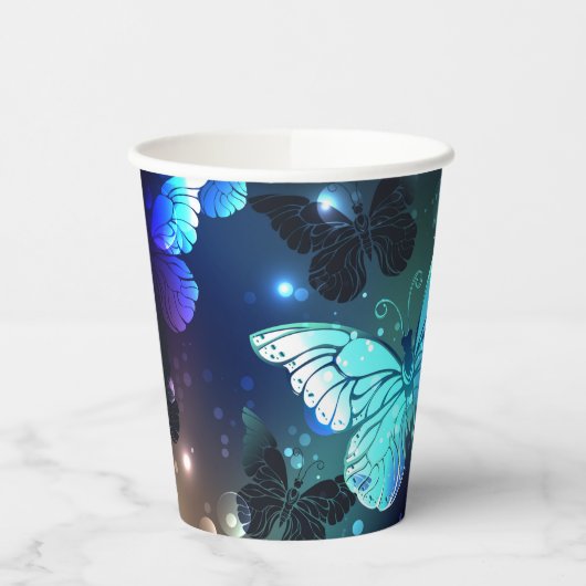 Fluttering Night Butterfly Papieren Bekers (Links)
