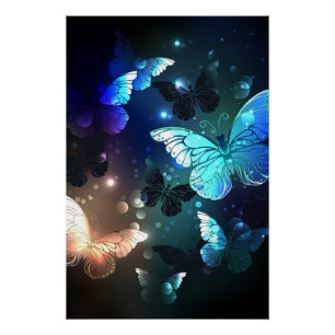 Fluttering Night Butterfly Perfect Poster
