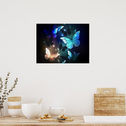 Fluttering Night Butterfly Poster (Keuken)