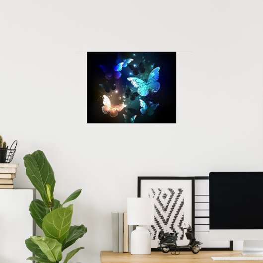 Fluttering Night Butterfly Poster (Thuiskantoor)