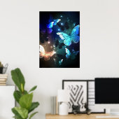 Fluttering Night Butterfly Poster (Thuiskantoor)