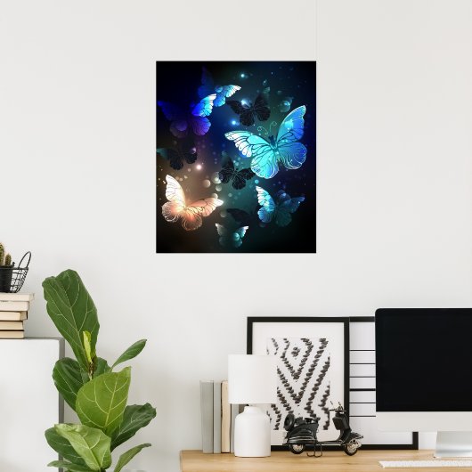 Fluttering Night Butterfly Poster (Thuiskantoor)