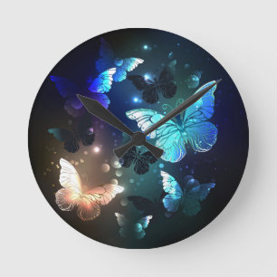 Fluttering Night Butterfly Ronde Klok