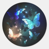 Fluttering Night Butterfly Ronde Sticker (Voorkant)