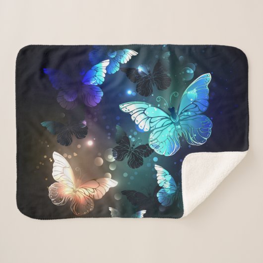 Fluttering Night Butterfly Sherpa Deken (Voorkant (horizontaal))