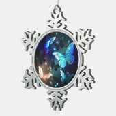 Fluttering Night Butterfly Tin Sneeuwvlok Ornament (Rechts)