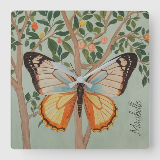 Fluttering Veerkracht gepersonaliseerd Vierkante Klok (Voorkant)