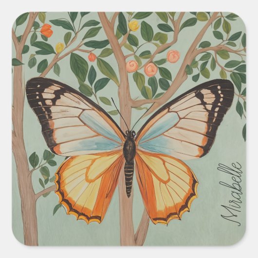 Fluttering Veerkracht gepersonaliseerd Vierkante Sticker (Voorkant)