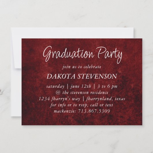 Fluweel Afstudeerder | Ruby Red Crimson Jewel Tone Kaart (Achterkant)