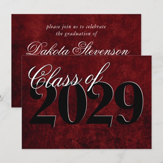 Fluweel Afstudeerder | Ruby Red Crimson Jewel Tone Kaart (Voorkant / Achterkant)