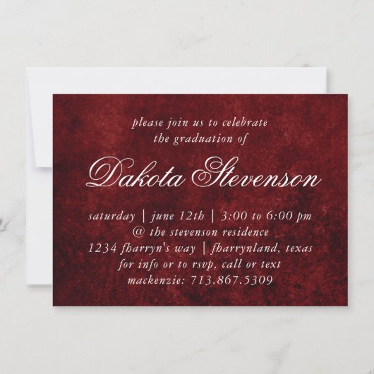 Fluweel Afstudeerder | Ruby Red Crimson Jewel Tone Kaart (Achterkant)