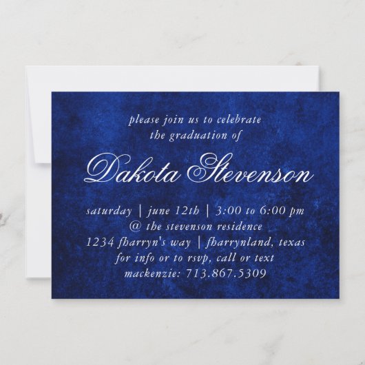 Fluweel Afstudeerder | Sapphire Blue Dark Jewel To Kaart (Achterkant)