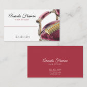 Fluweel Donkerrode Stoel Gouden Kam Haar Stylist Visitekaartje (Voorkant / Achterkant)