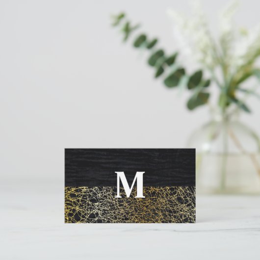 Fluweel en Goud Abstract | Monogram Visitekaartje (Staand voorkant)