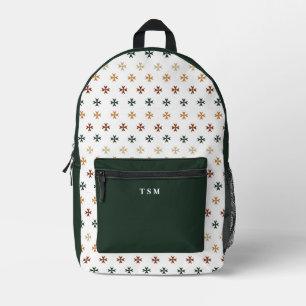 Fluweel Forest Cross Pattern Gepersonaliseerd Init Bedrukte Rugzak