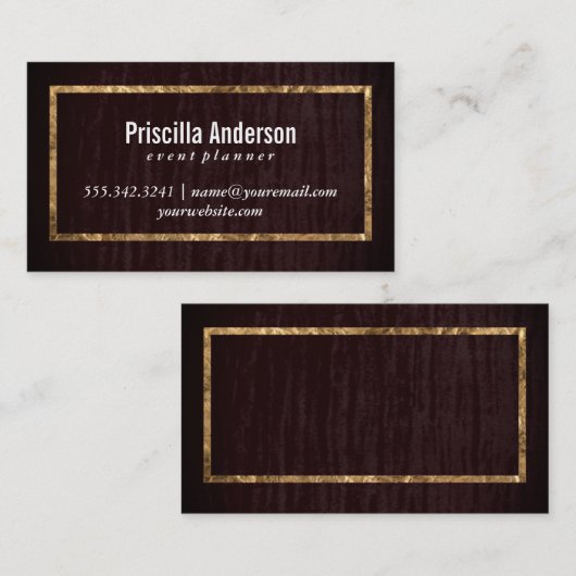 Fluweel / Goud Lijst Visitekaartje (Voorkant / Achterkant)