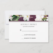 Fluweel Magnolia Bloemen Bruiloft RSVP MAALTIJD op (Voorkant)