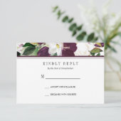Fluweel Magnolia Bloemen Bruiloft RSVP MAALTIJD op (Staand voorkant)