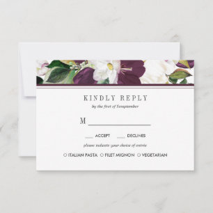Fluweel Magnolia Bloemen Bruiloft RSVP MAALTIJD op Kaartje