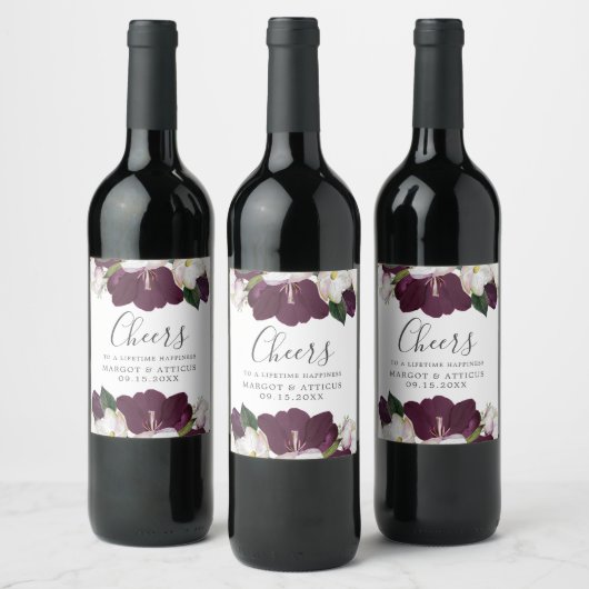 Fluweel Magnolia | BRUILOFT Gepersonaliseerde "pro Wijn Etiket (Flessen)