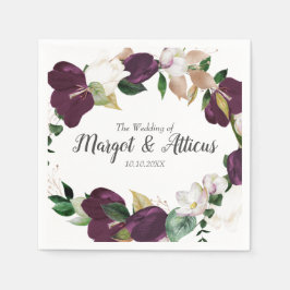 Fluweel Magnolia krans pruim bruiloft Servet