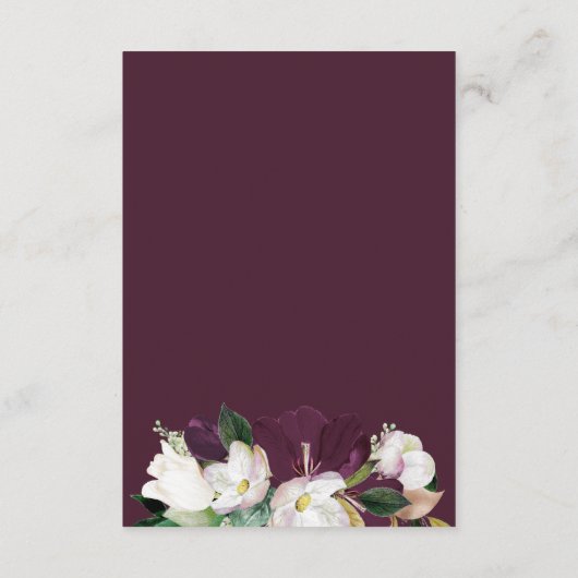 Fluweel Magnolia Moderne klassieke bruiloft detail Informatiekaartje (Achterkant)