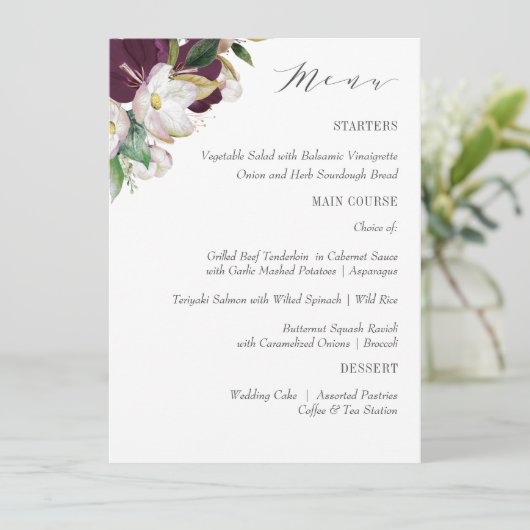 Fluweel Magnolia Typografie Bruiloft of diner Menu (Staand voorkant)