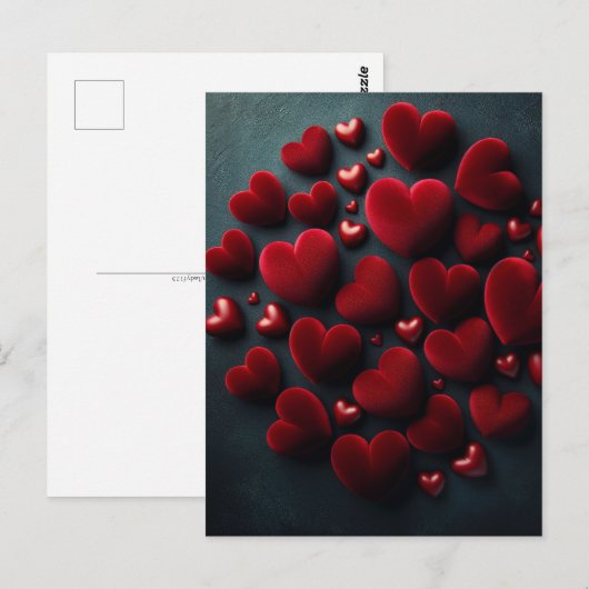 Fluweel rode harten, Postcrossing Briefkaart (Voorkant / Achterkant)