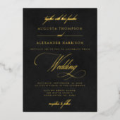 Fluweel Textuur Imitatie & Goud Classy Bruiloft Folie Uitnodiging (Voorkant)