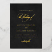 Fluweel Textuur Imitatie & Goud Classy Bruiloft Folie Uitnodiging (Voorkant)