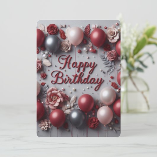Fluweel Verjaardag Liefde Kaart (Staand voorkant)