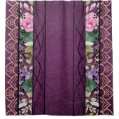  fluweel Victoriaans Paarse bloemen wandtapijt Douchegordijn (Voorkant)