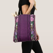  fluweel Victoriaans Paarse bloemen wandtapijt Tote Bag (Dichtbij)