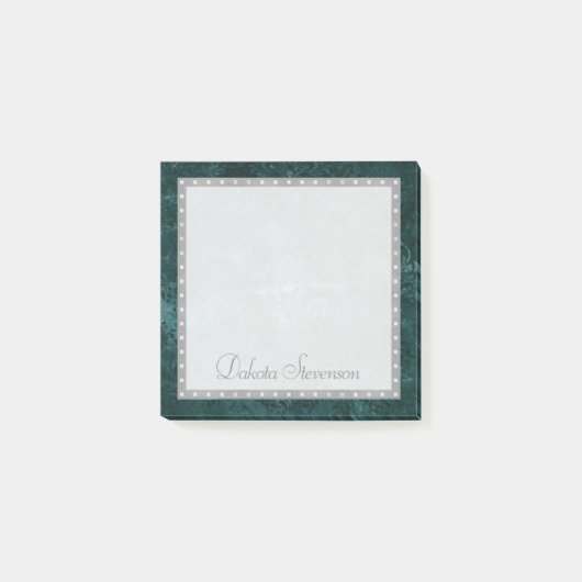 fluweelachtig Blauwgroen damast | Donkergroene Gru Post-it® Notes (Voorkant)