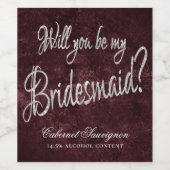 Fluweelachtig wijndamast | Maroon Grunge Bruids Vr Wijn Etiket (Enkel label)